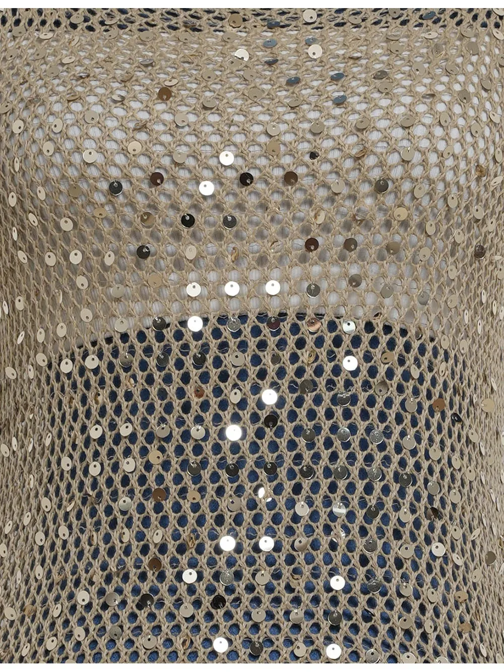 Chic Shiny Sequin Crochet Hollow Out Tank Top