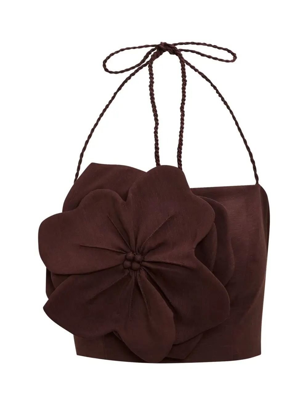 Burgundy Floral Detail Halter Crop Top