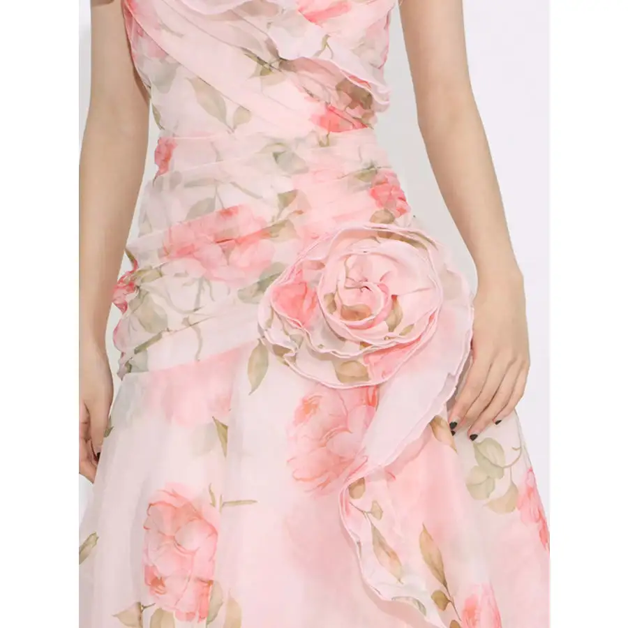 Floral Ruffled Short Sleeve Maxi Dress