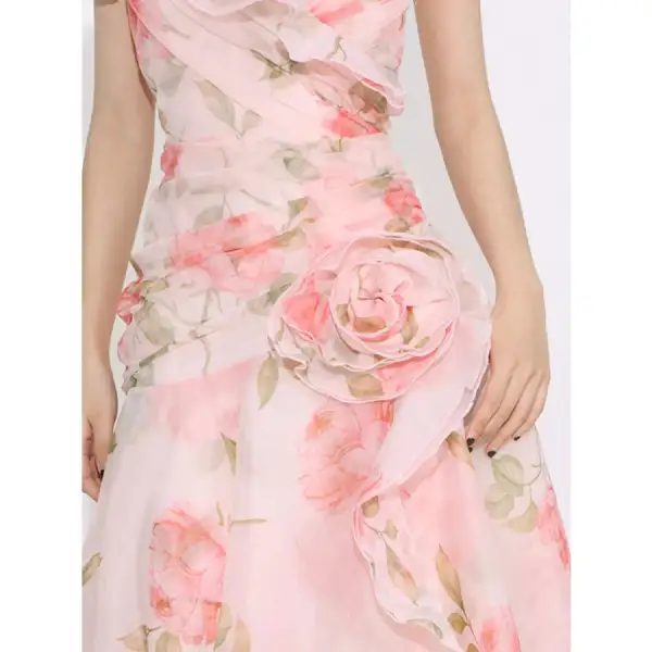 Floral Ruffled Short Sleeve Maxi Dress