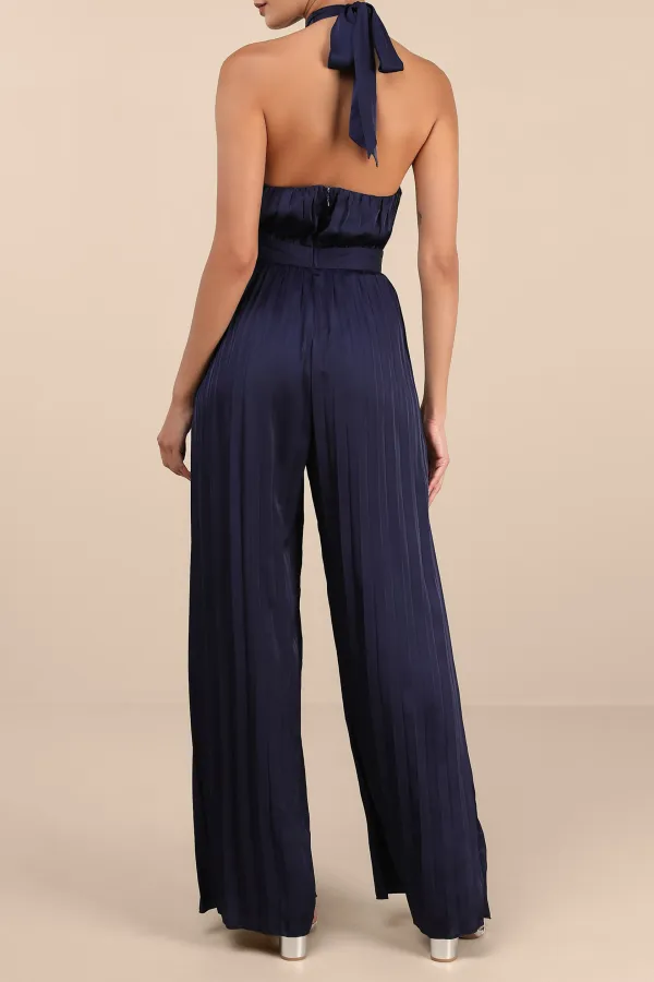 Daily Pleated Halter Jumpsuit