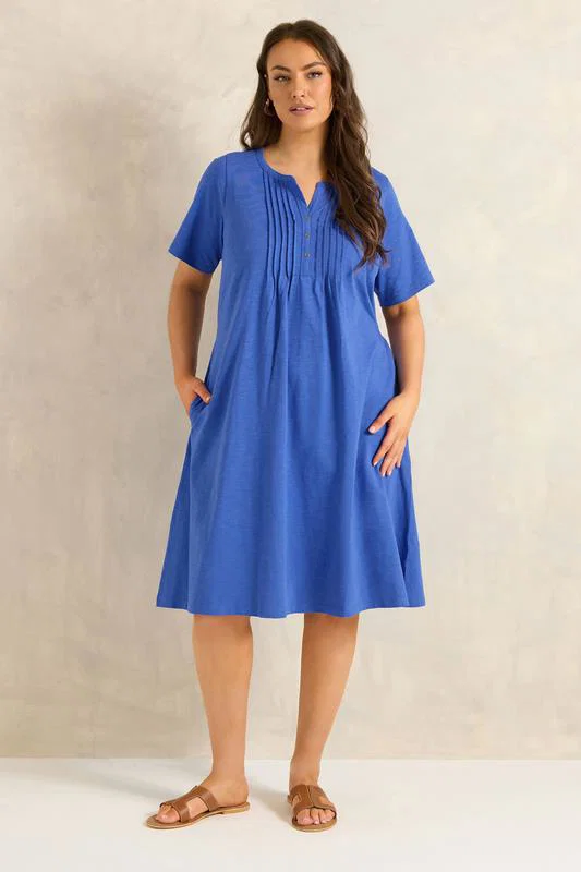 Blue Henley Cotton Dress detail 1