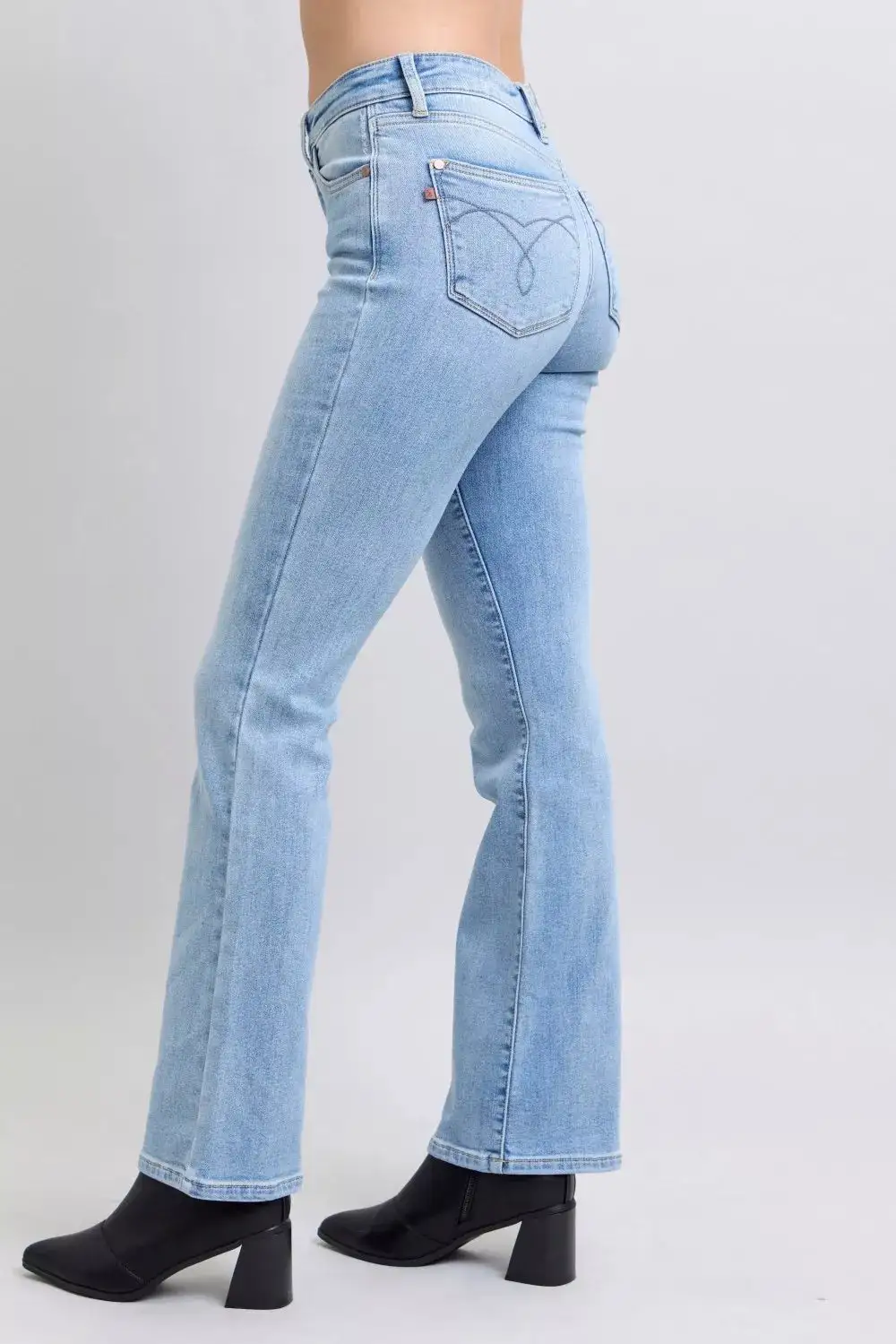 Denim Mid Rise Bootcut Pocketed Jeans