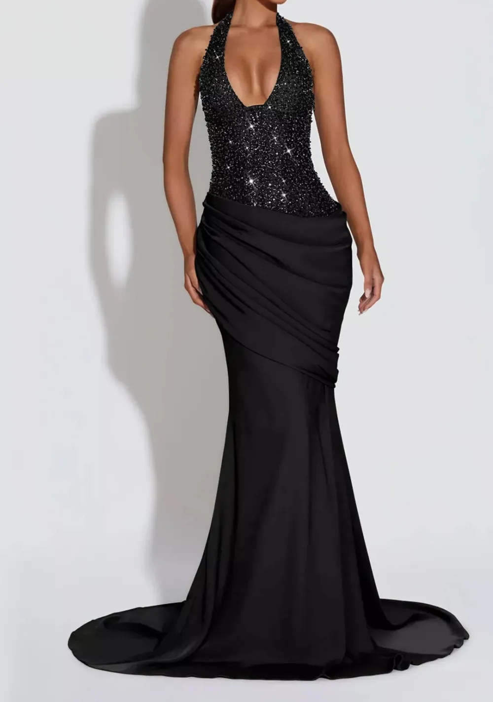 Sequin Halter Neck Maxi Dress