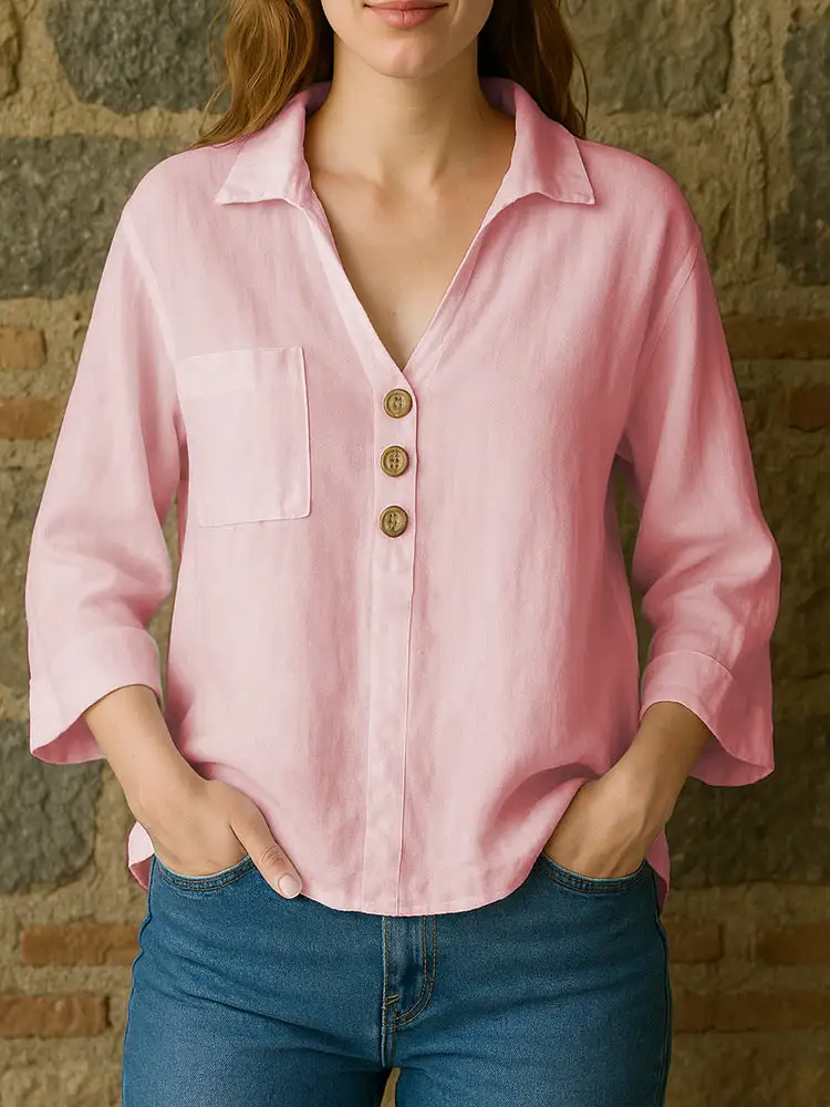 Smooth Relaxed Long Sleeve Blouse