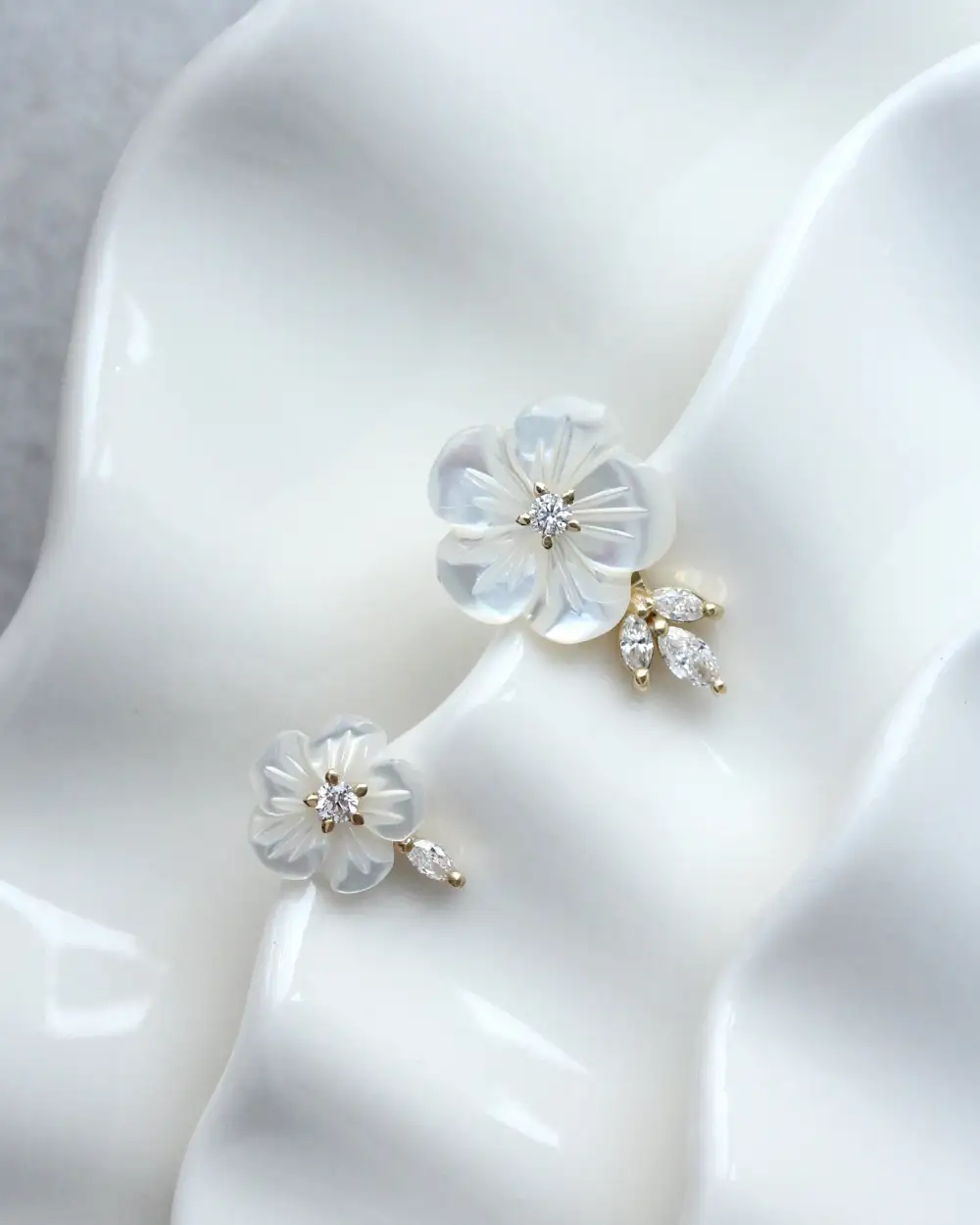 Pearl Flower Marqusie Diamond Stud Earrings