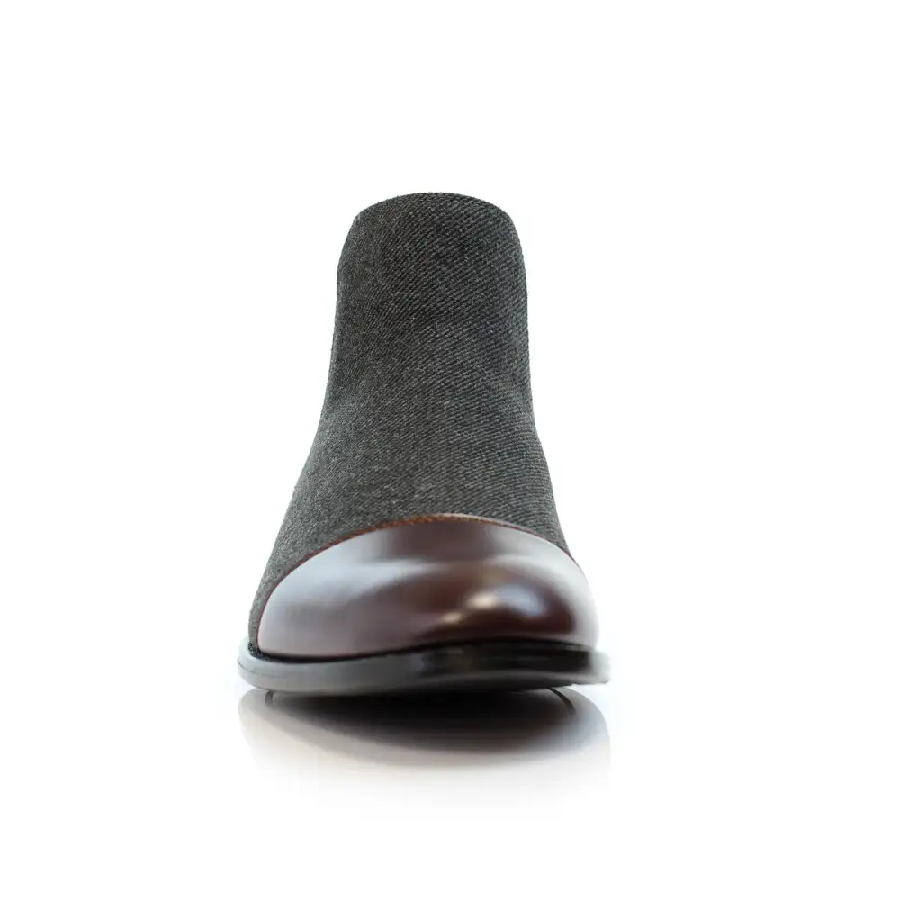 Faux-Leather Two-Tone Slip-On Chelsea Boots