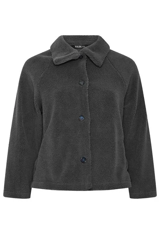 Grey Funnel Neck Borg Jacket