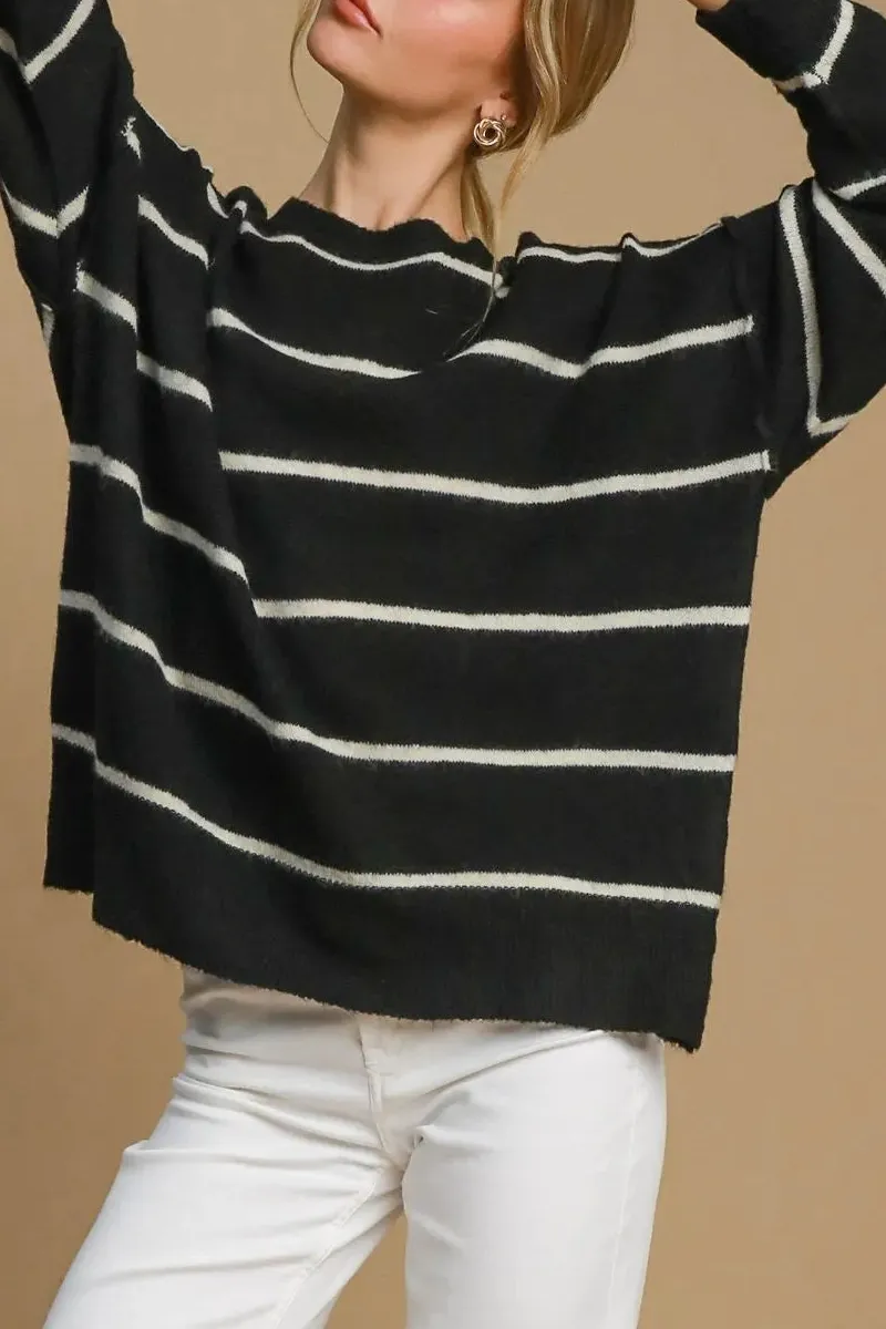 Round Neck Striped Sweater