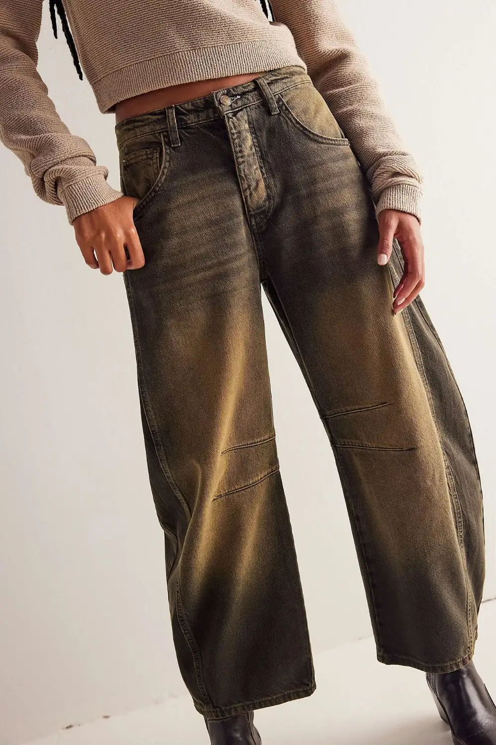 Tiered Relaxed Fit Denim Jeans