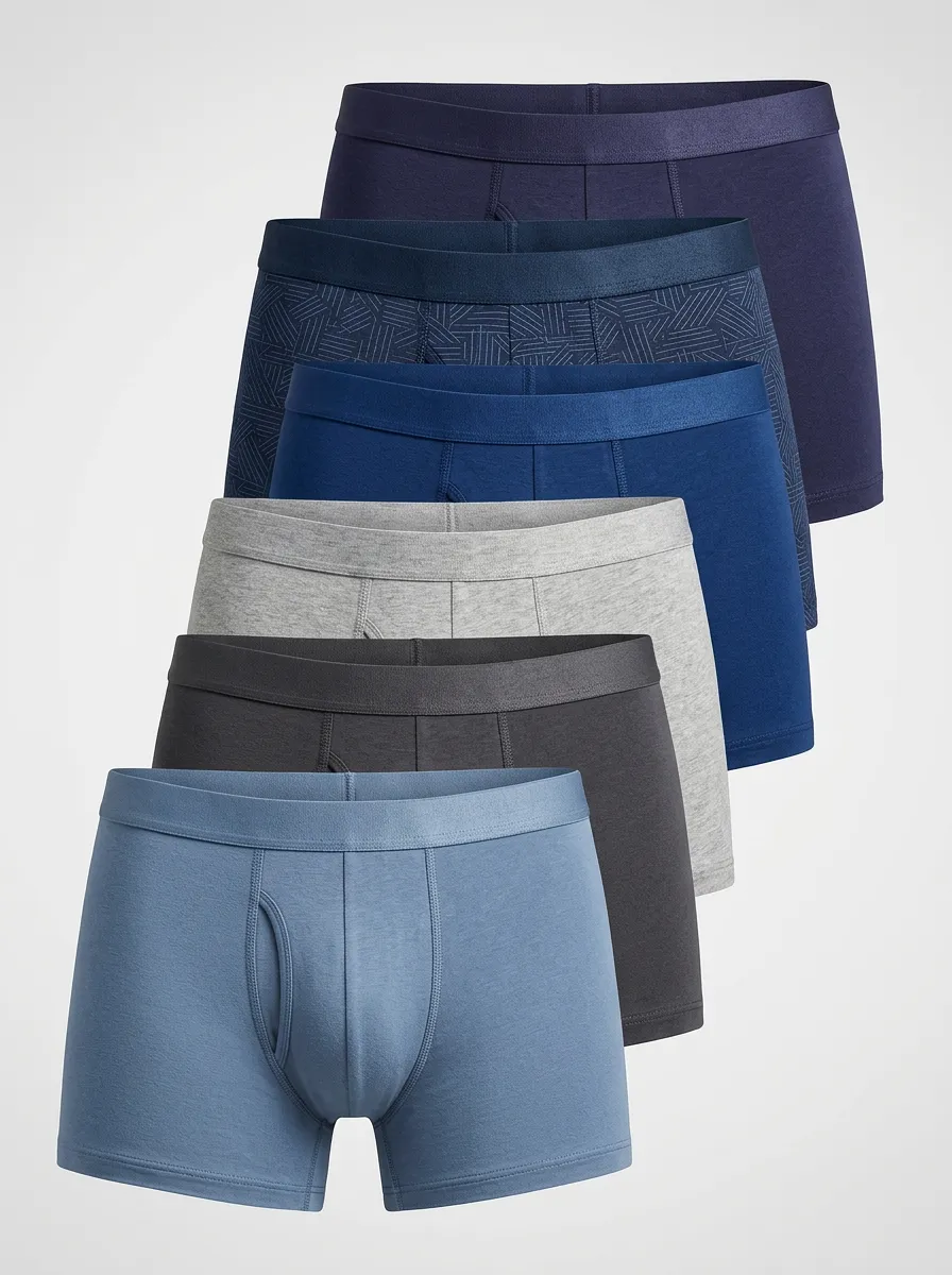 Men's Geometric Pattern Elastic Waistband 6-Pack Boxer Briefs