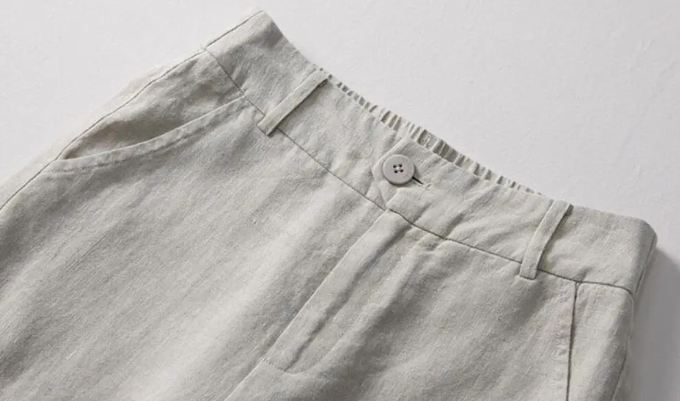 Statement Linen Cotton Wide Leg Elastic Waist Pocketed Trousers