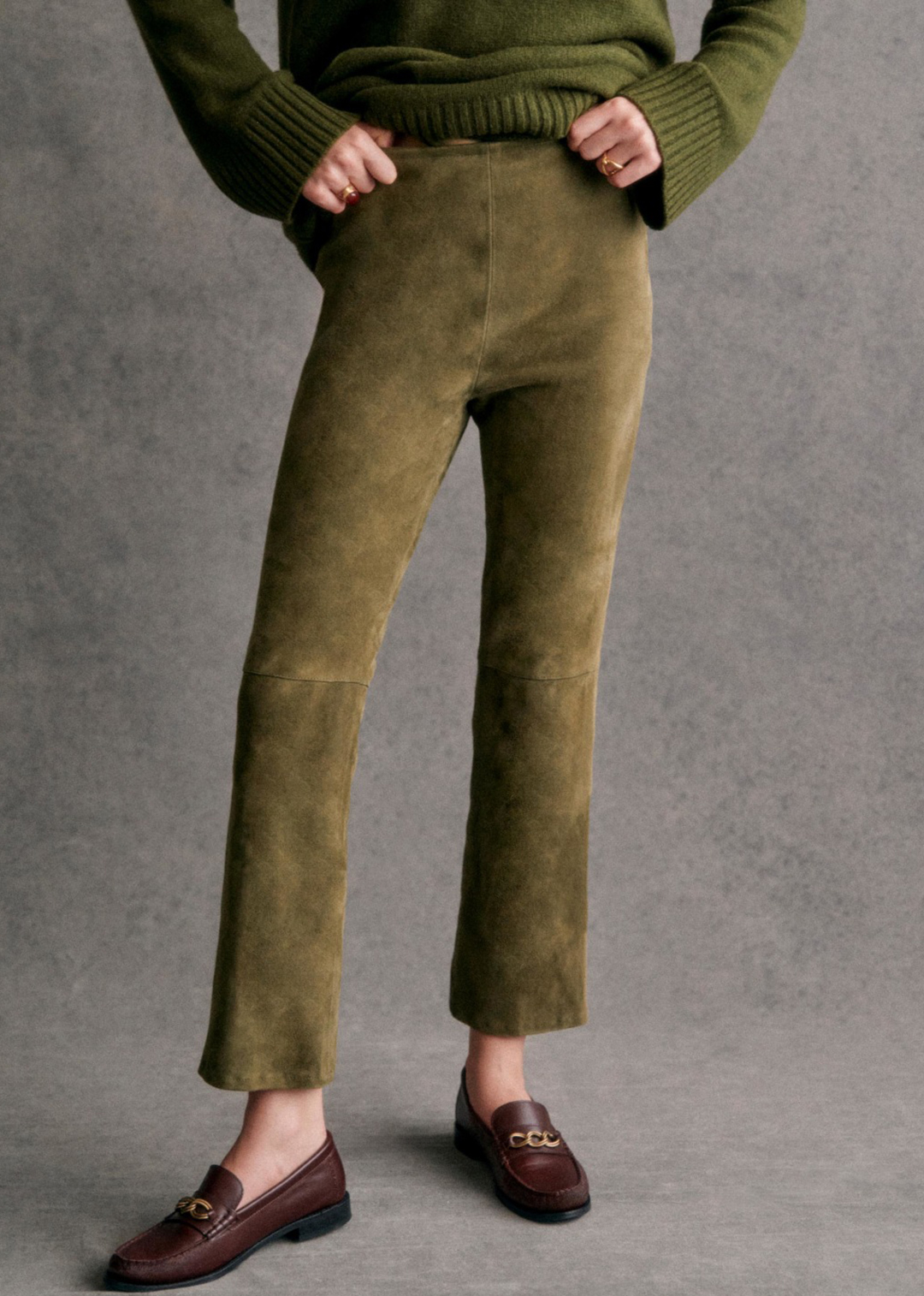 High Waisted Flared Cropped Trousers