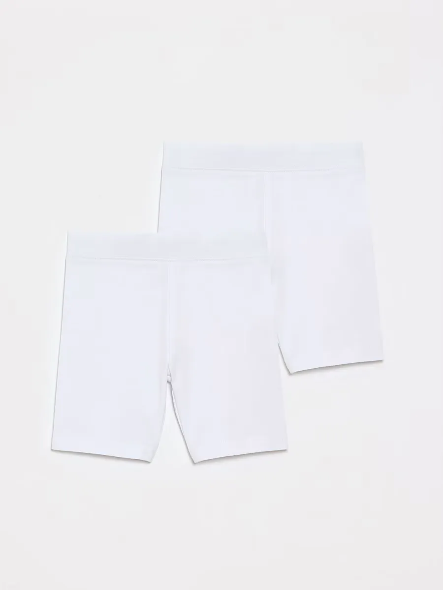 Girls White Jersey School Shorts 2 Pack