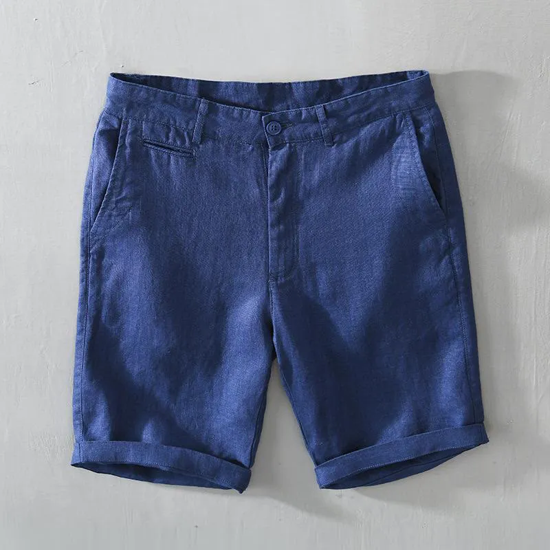 Drawstring Linen Blend Shorts