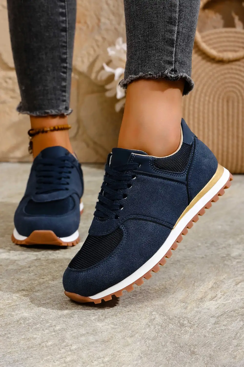 Faux Suede Patchwork Casual Sneakers