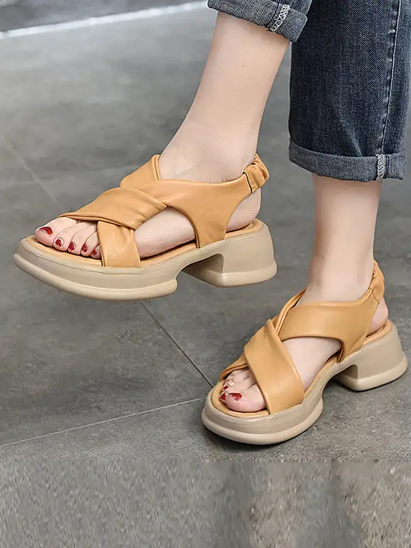 Open-Toe Platform Heeled Sandals