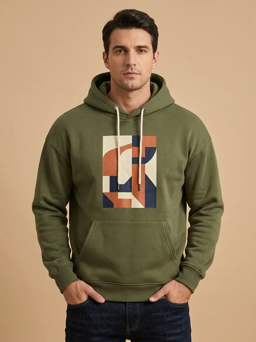 Men's Classic Abstract Geometric Art Print Hoodie