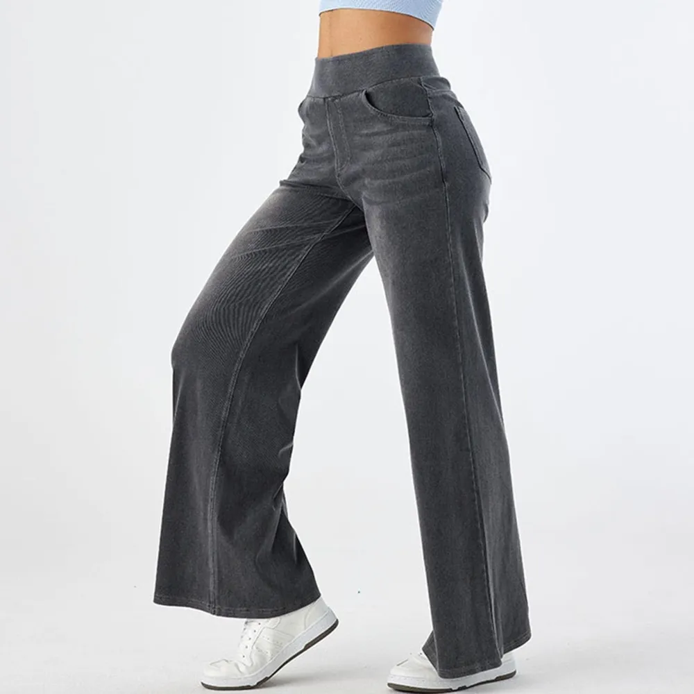 2026🔥 High Waisted Multiple Pockets Washed Stretchy Knit Casual Bootcut Jeans