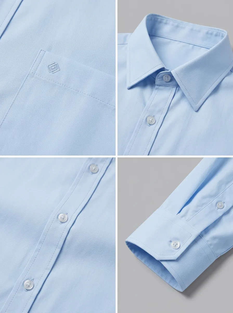 Men's Non-Iron Cotton Light Blue Button-Down Shirt