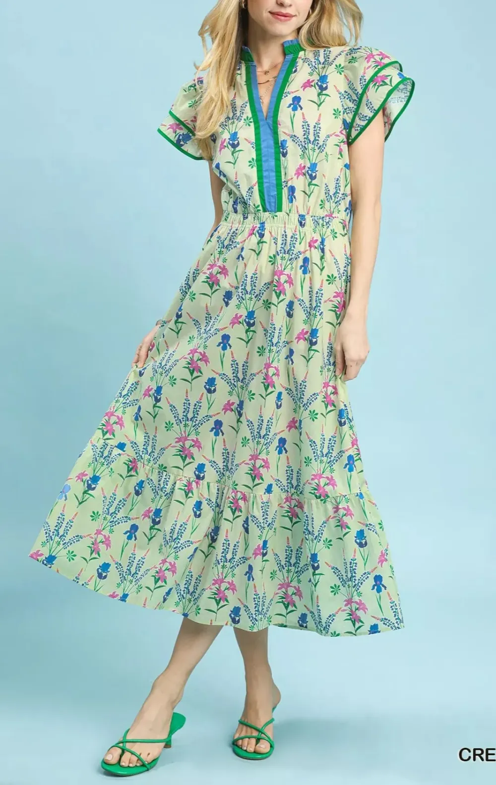 Floral Print Tiered Smocked Midi Dress