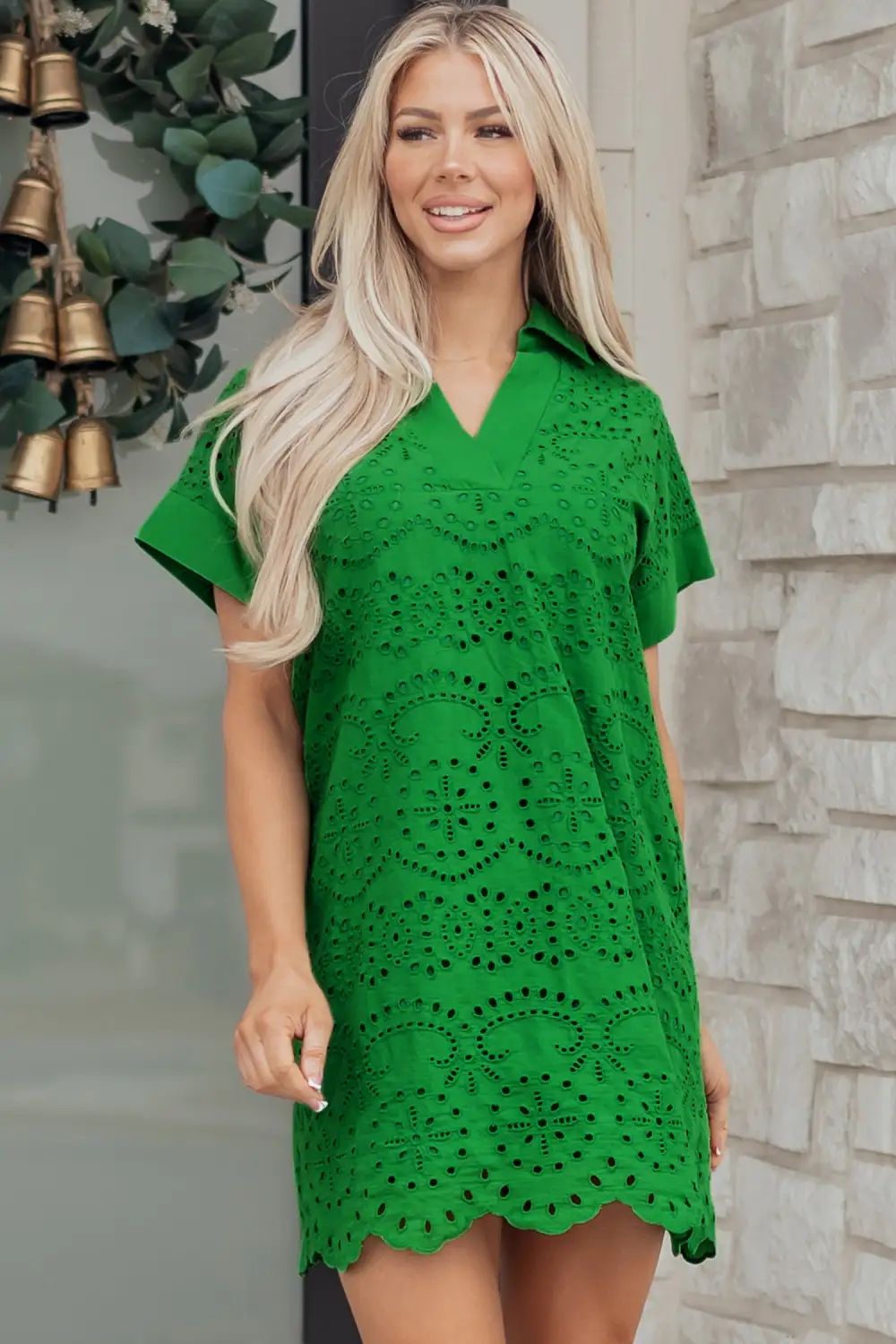 Embroidered Eyelet Mini Dress
