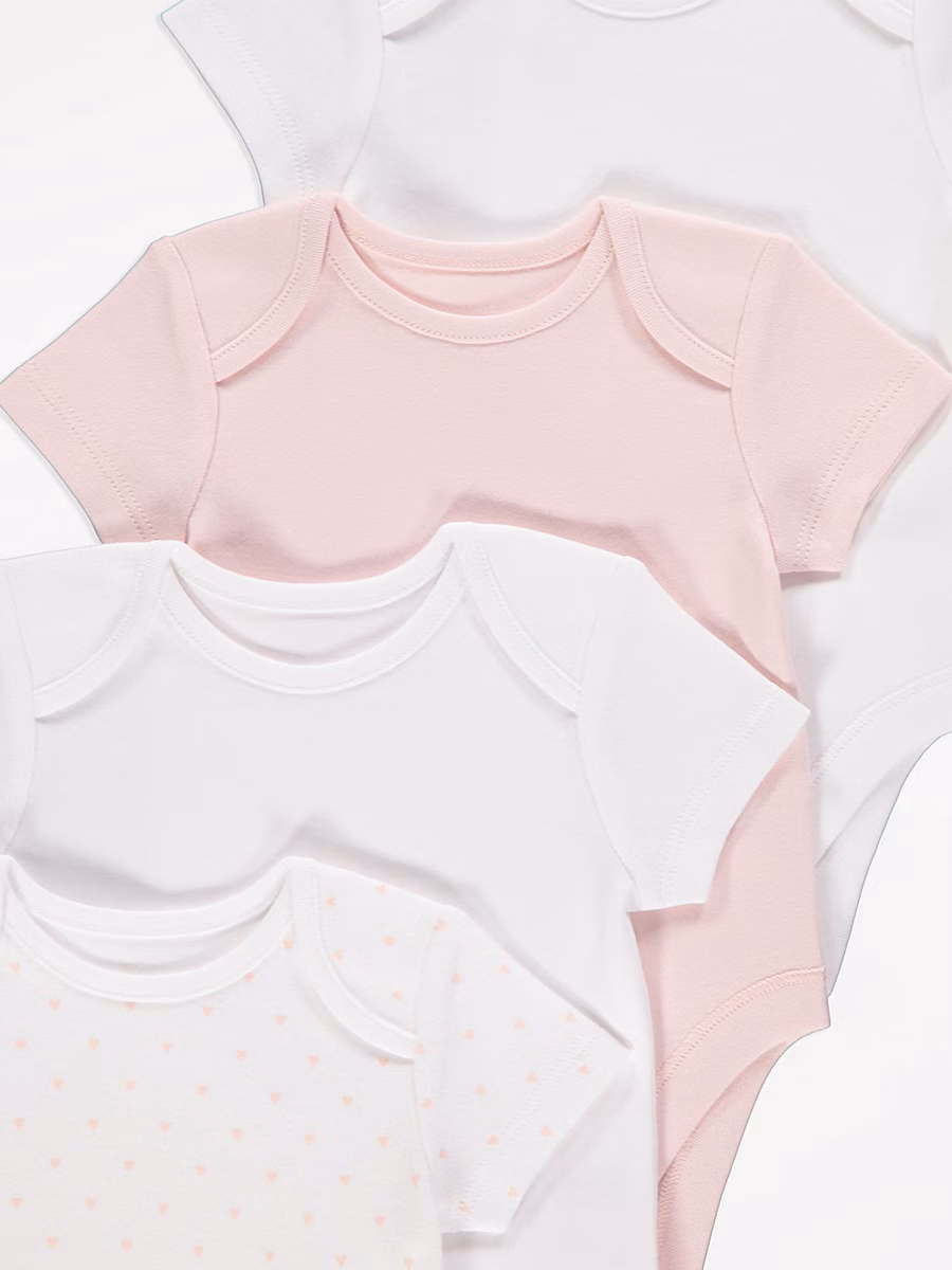 Mini Heart Short Sleeve Bodysuits 5 Pack detail 1
