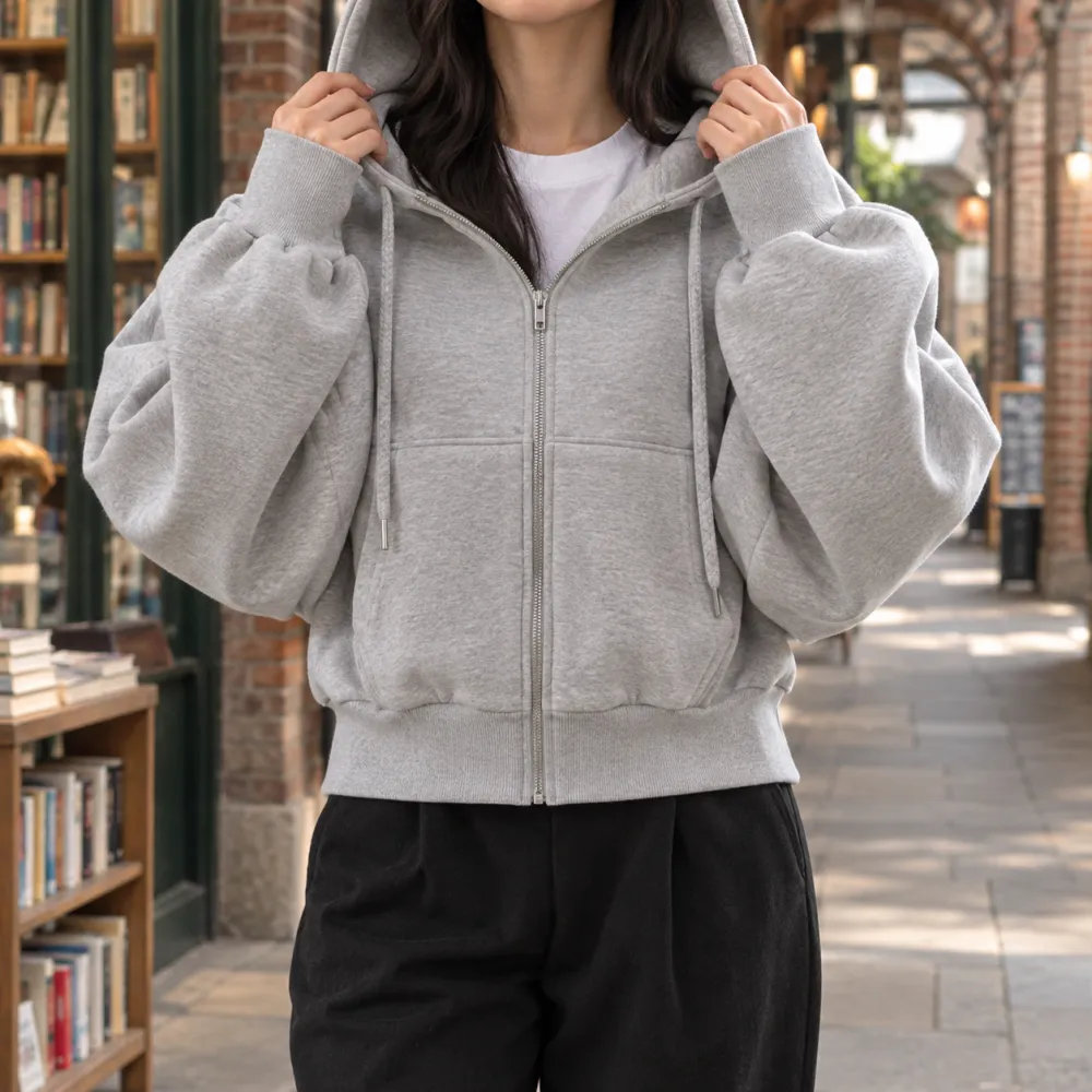 Cropped Soft-Touch Hoodie