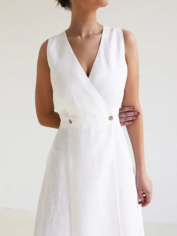 Joint Sleeveless Neck Maxi Dress