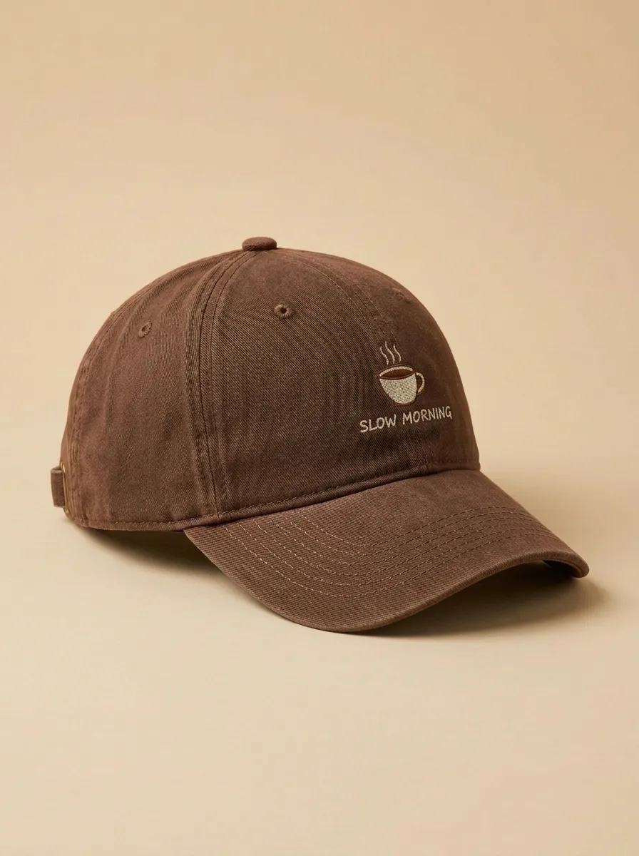 Coffee-Lover Slow-Morning Embroidered Unisex Baseball Cap