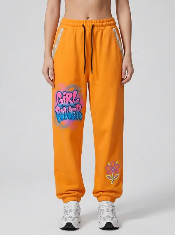 Unisex Streetwear Graffiti Floral Pixel Sweatpants