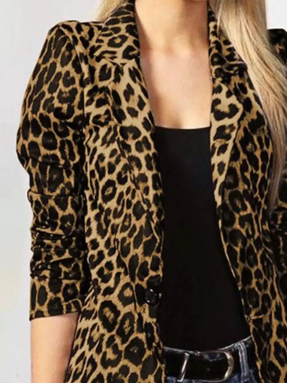 Single-Button Leopard-Print Blazer