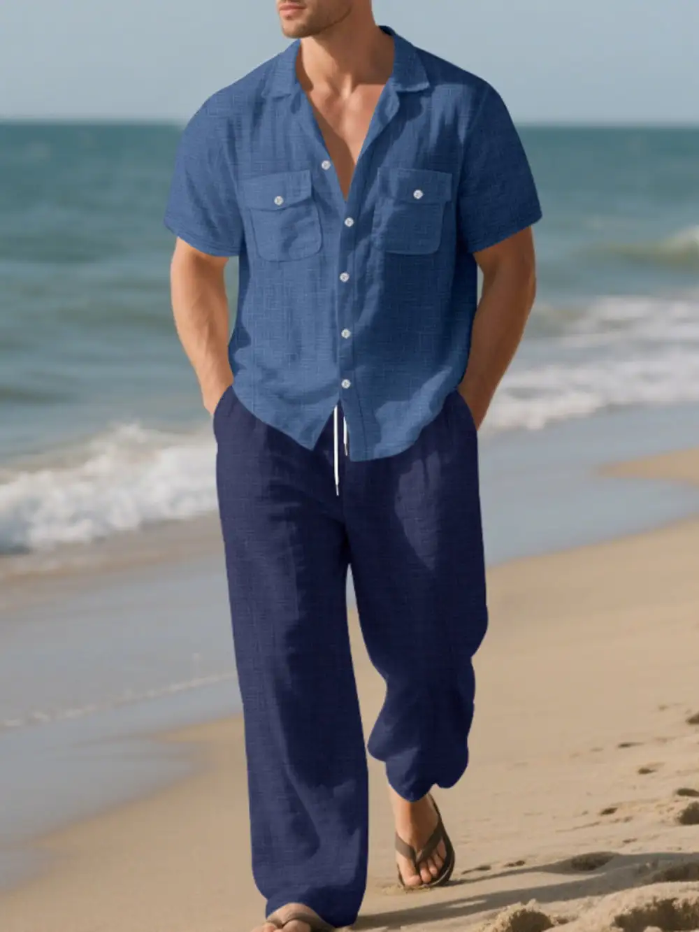 Men's Full Size Casual Button Up Shirt and Pants