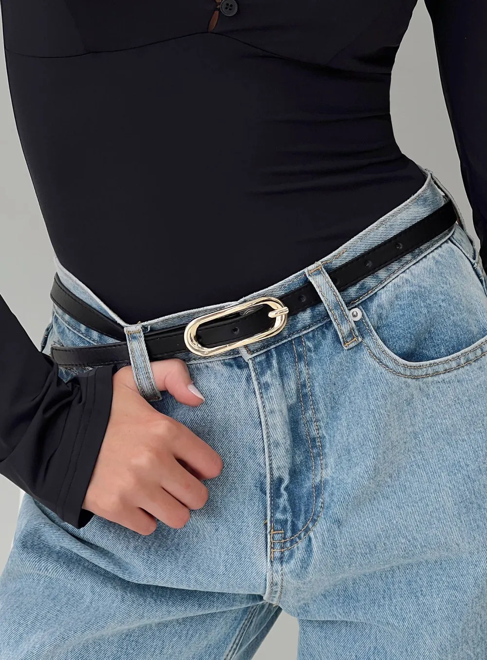 Buckle Faux Leather Simple Detail Belt