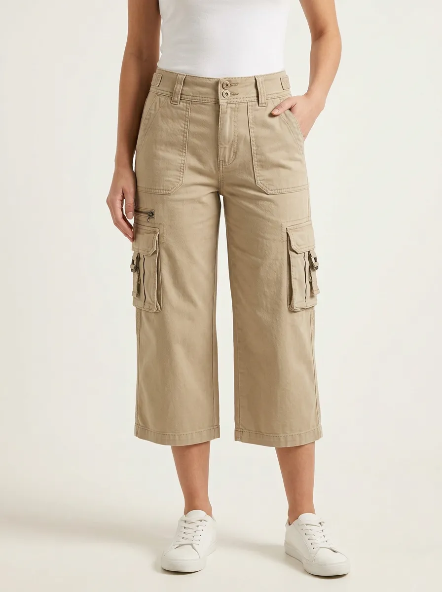 Women's Utility Casual Active Multi-Pocket Capri Pants