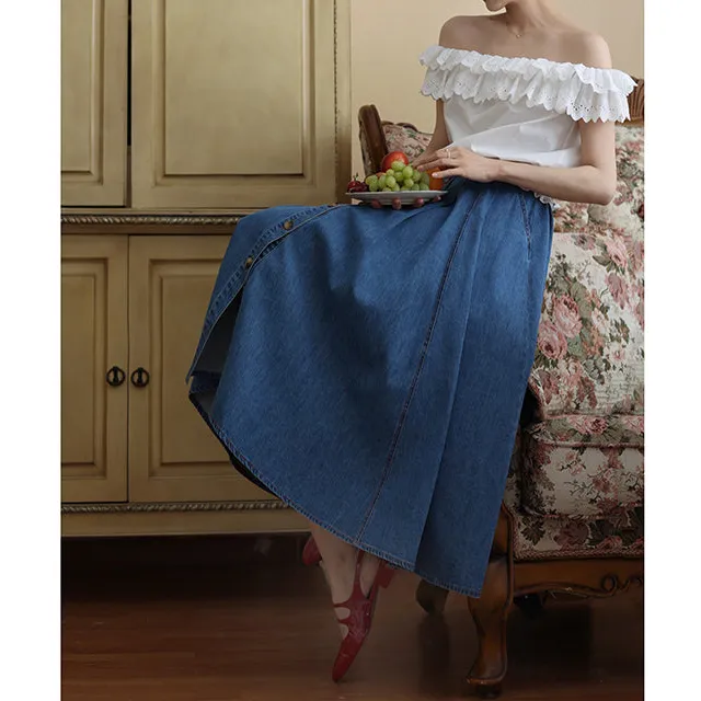 Classic Travel Everyday Casual Denim Skirt