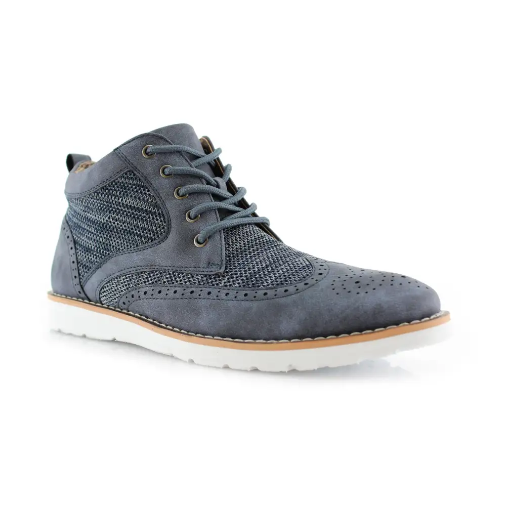 Faux-Suede Suede Faux-Leather Brogue Boots