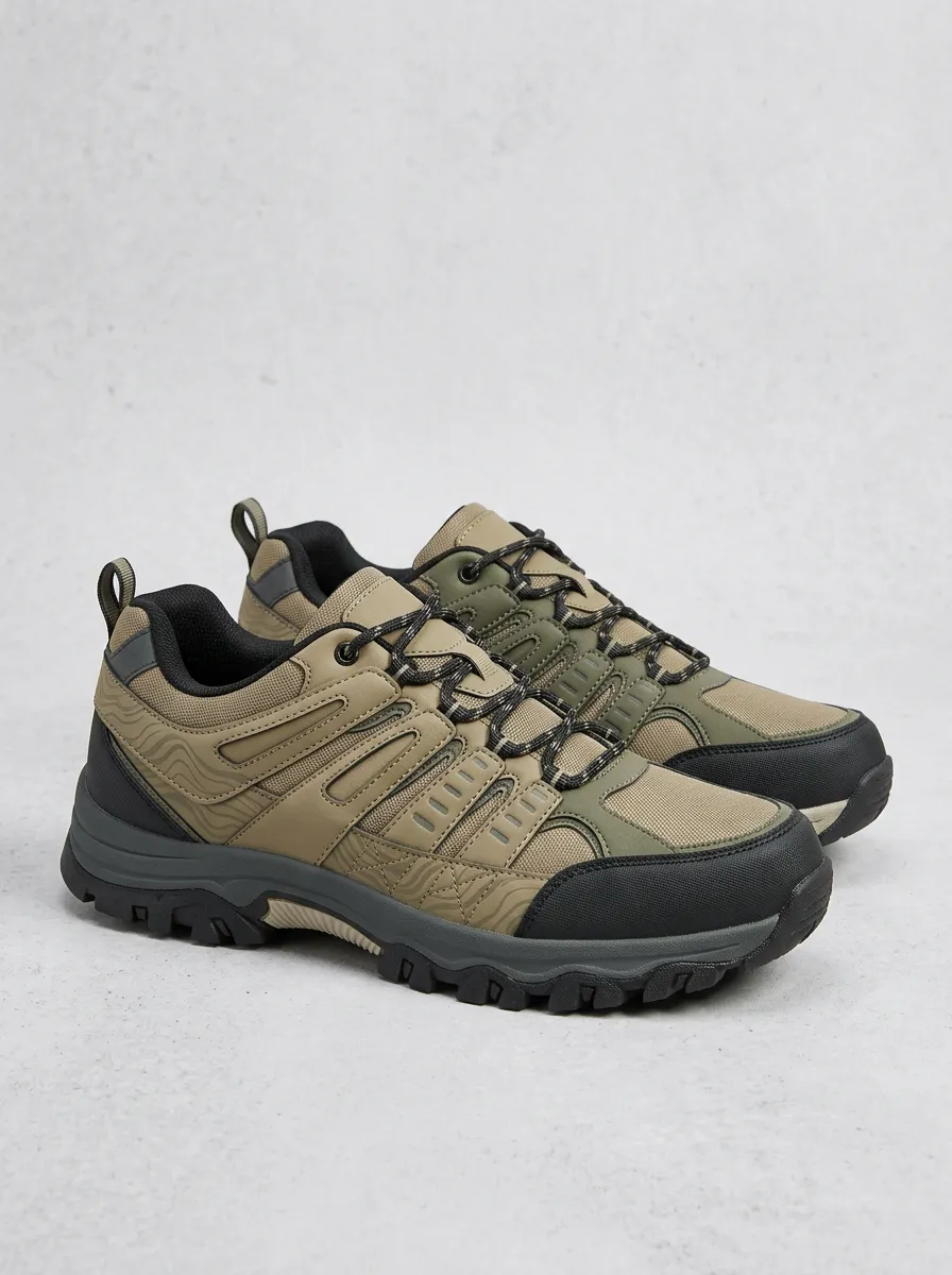 Men's Outdoor Hiking Topographic Pattern Printed Outdoor Shoes