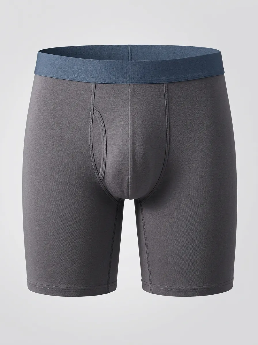 Men's Charcoal Grey Contrast Waistband Structured Pouch Boxer Briefs
