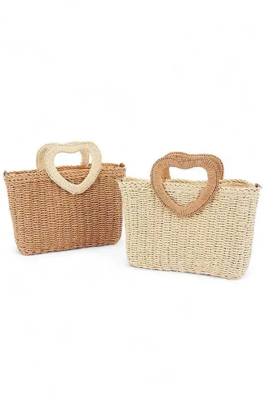 Straw Heart Tote Bag