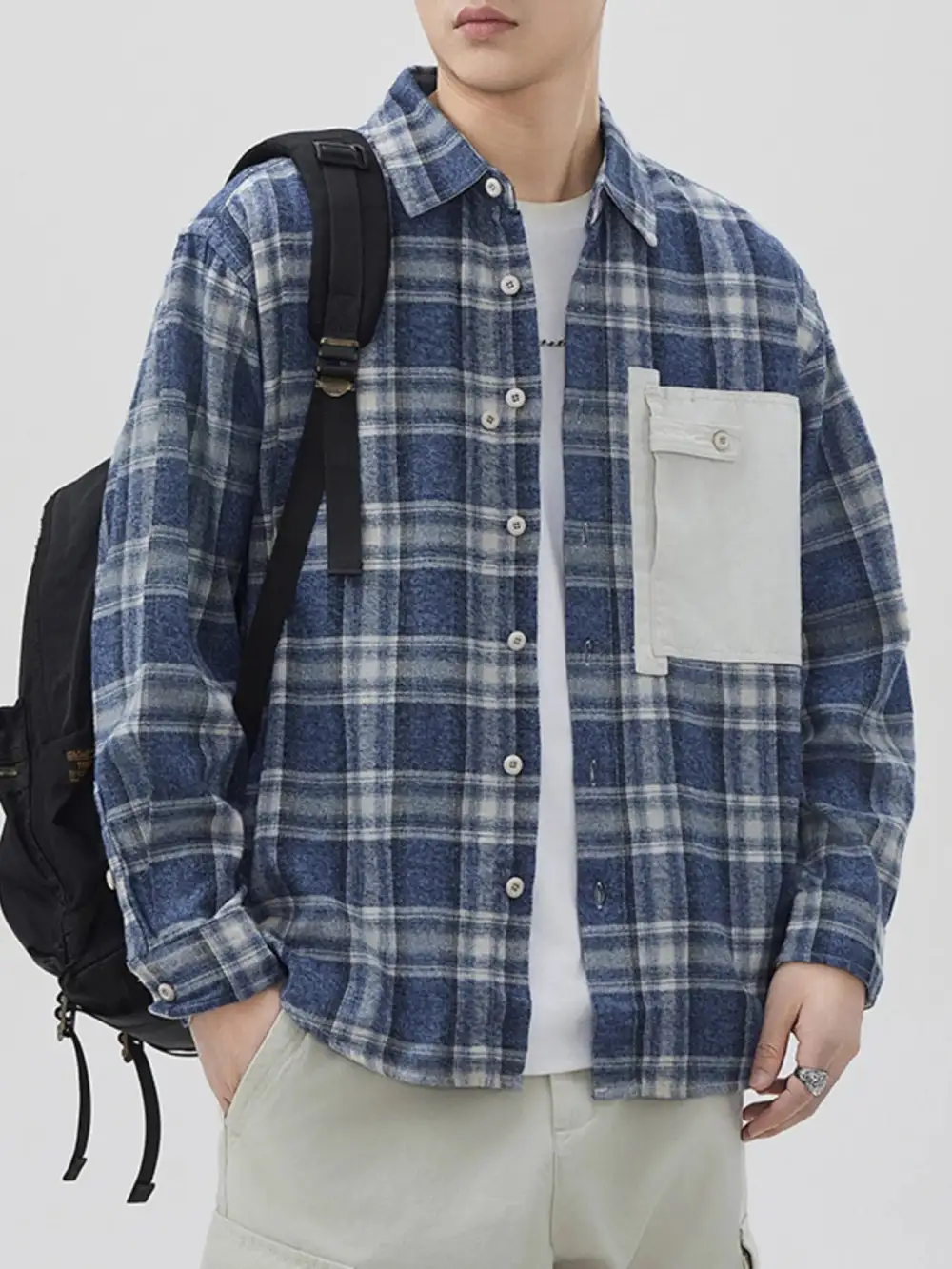 Button Down Plaid Contrast Shirt