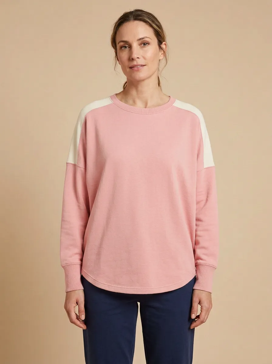 Women's Raglan Dropped-Shoulder Colorblock Crew-Neck Sweatshirt