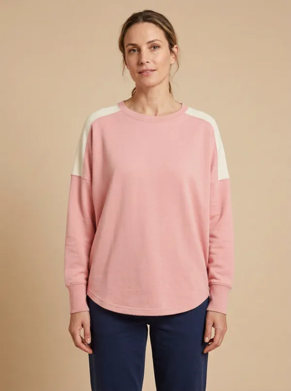 Women's Raglan Dropped-Shoulder Colorblock Crew-Neck Sweatshirt