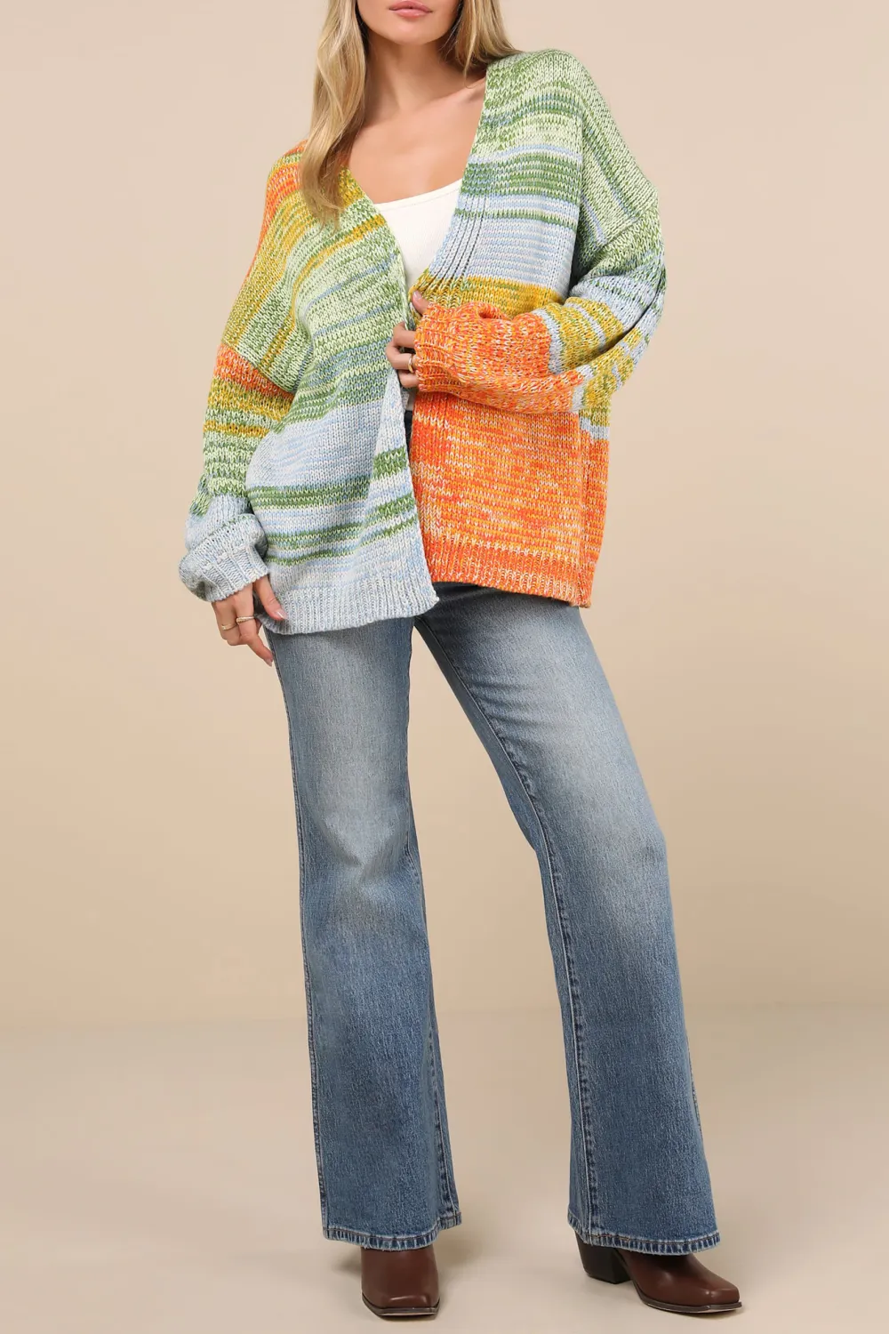 Rainbow Hued Oversized Cardigan