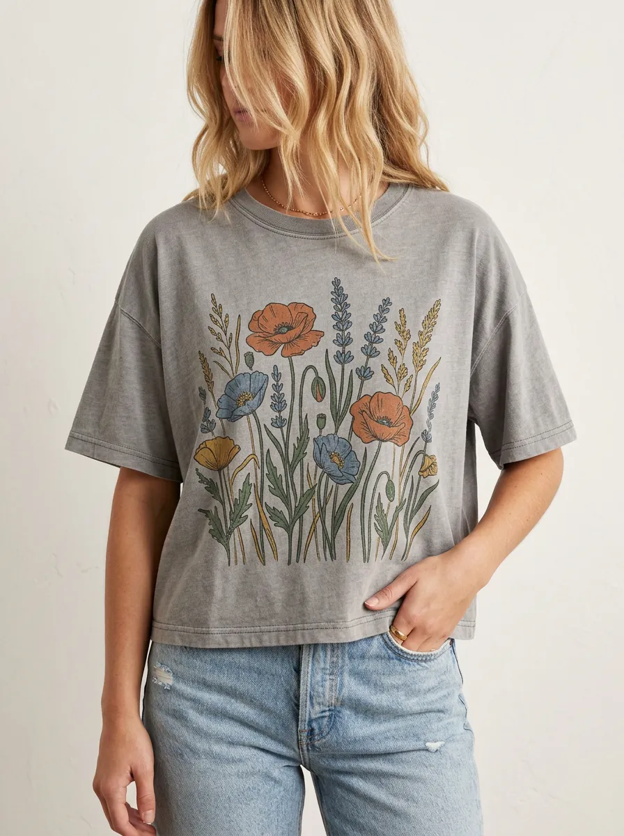 Women's Botanical Wildflower Graphic T-Shirt
