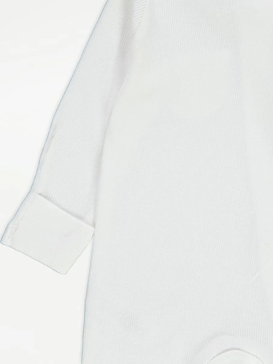 Ribbed Pocket 2 Way Zip Fasten Sleepsuits 3 Pack