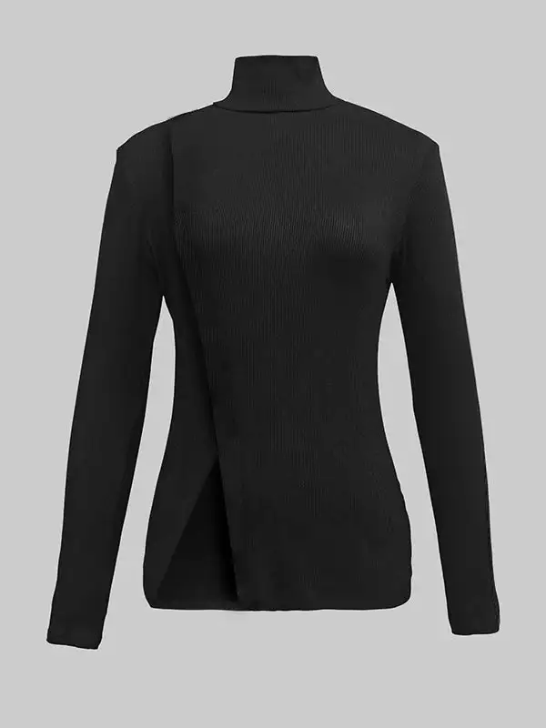 Slim Fit Panel Detail High Neck T-Shirt