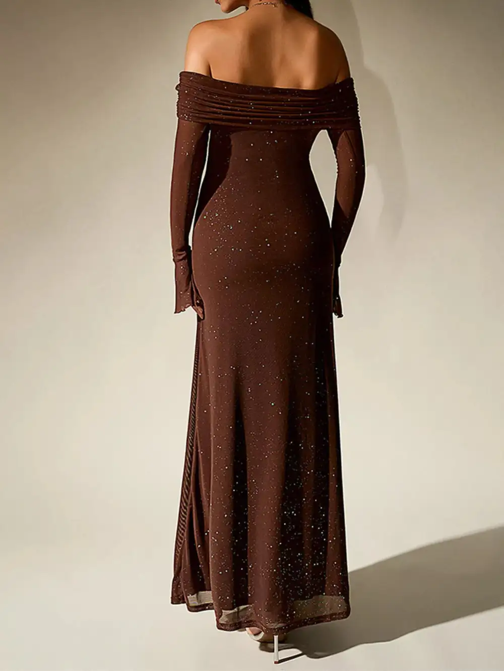 Relaxed Shape Glitter Maxi Dress
