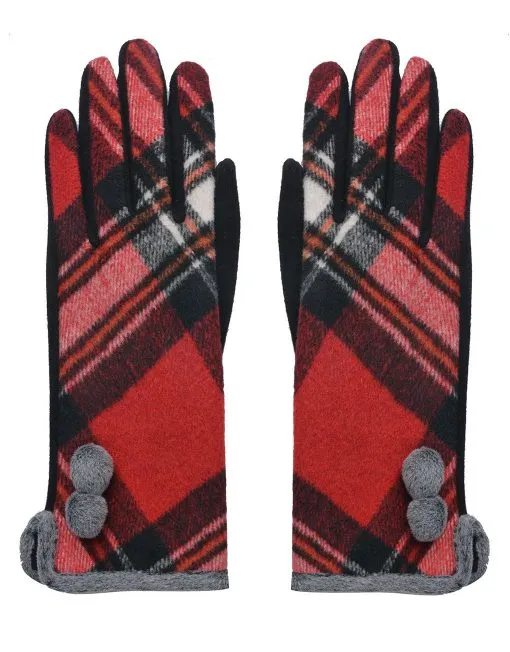 Grid Pattern Cotton Gloves