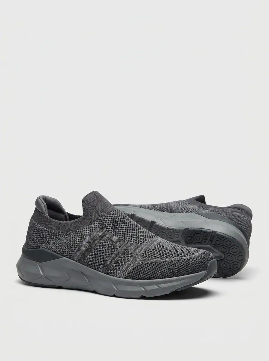 Unisex Casual Minimalist Knit Slip-On Print Sneakers